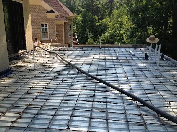 Rebar grid laid and ready for a concrete slab pour